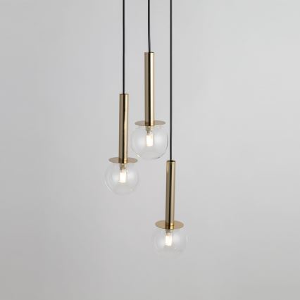 Lustra ar auklu DAISY 3xG9/12W/230V d. 27 cm zelta/melna/caurspīdīga
