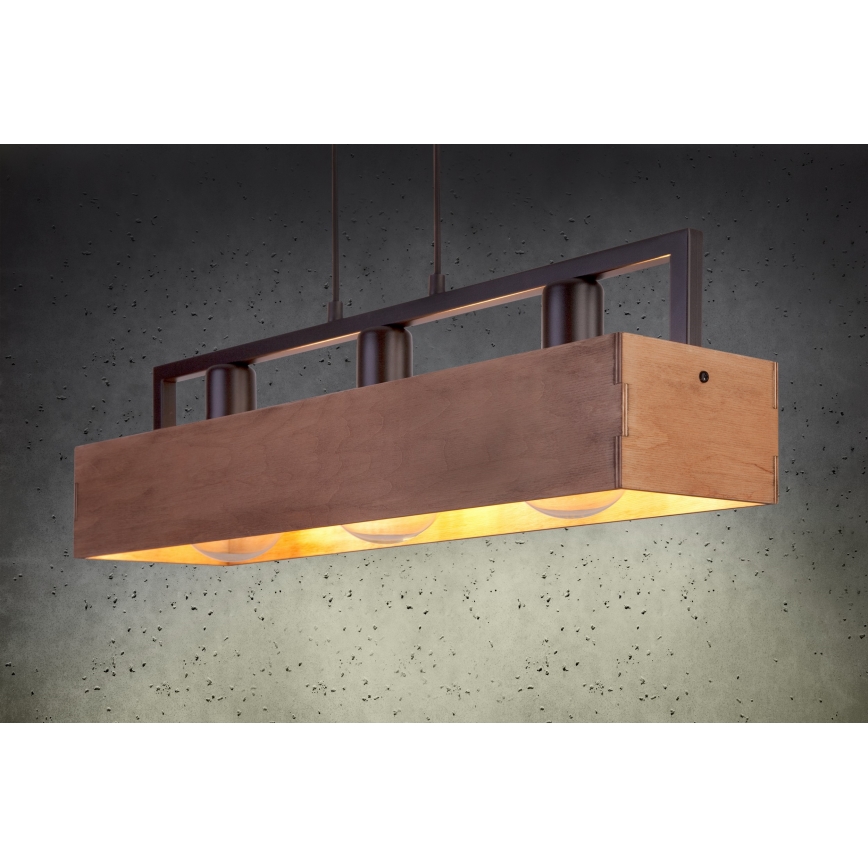 Lustra ar auklu DAKOTA 3xE27/60W/230V koks/melna