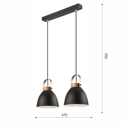 Lustra ar auklu DANIELLE 2xE27/60W/230V dižskābardis
