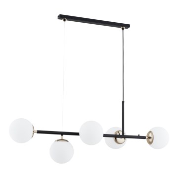 Lustra ar auklu DANSA 5xE14/10W/230V melna/zelta