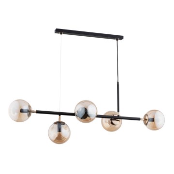 Lustra ar auklu DANSA 5xE14/10W/230V misiņš/melns