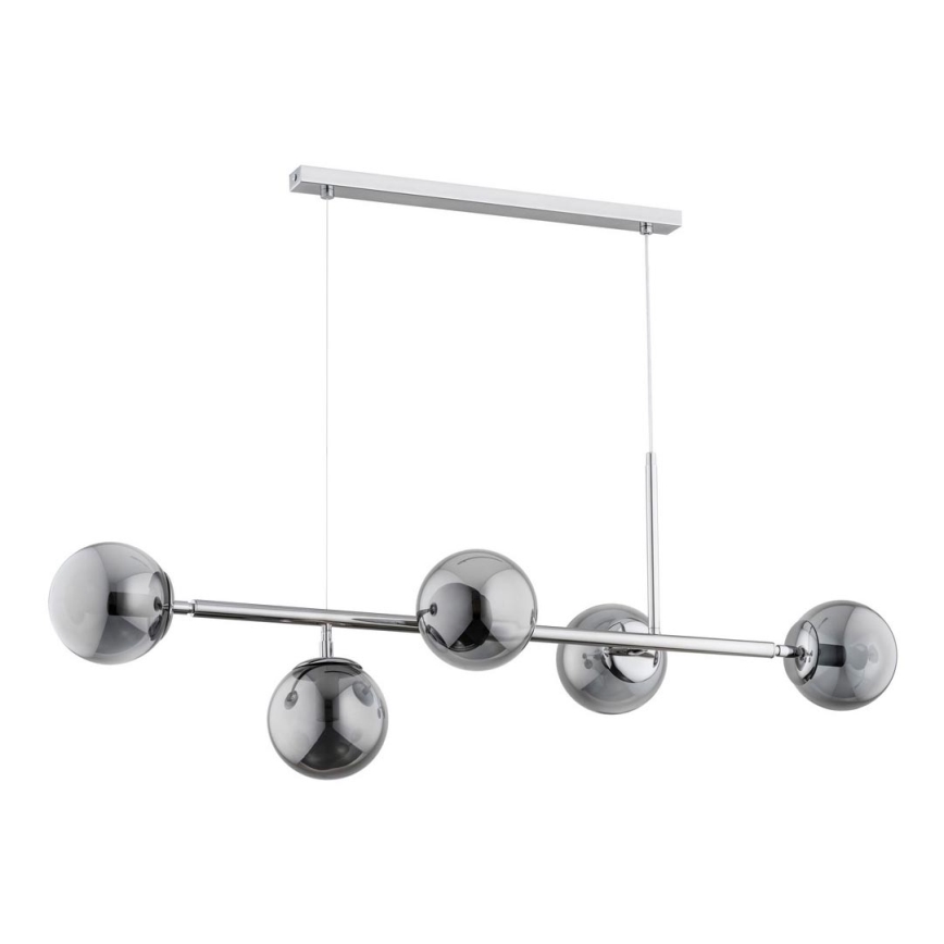 Lustra ar auklu DANSA 5xE14/10W/230V pelēka/spīdīga hroma
