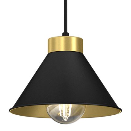 Lustra ar auklu DEMET 5xE27/60W/230V melna/zeltaina