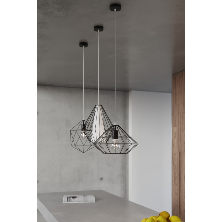 Lustra ar auklu DEMI 1xE27/60W/230V melns/balts