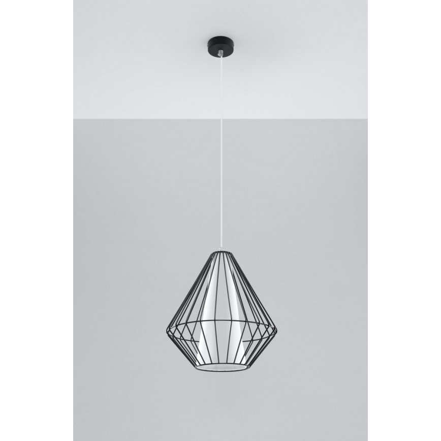 Lustra ar auklu DEMI 1xE27/60W/230V melns/balts