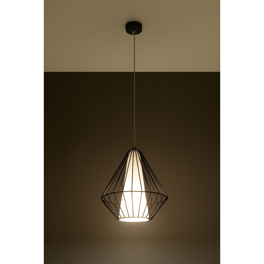 Lustra ar auklu DEMI 1xE27/60W/230V melns/balts