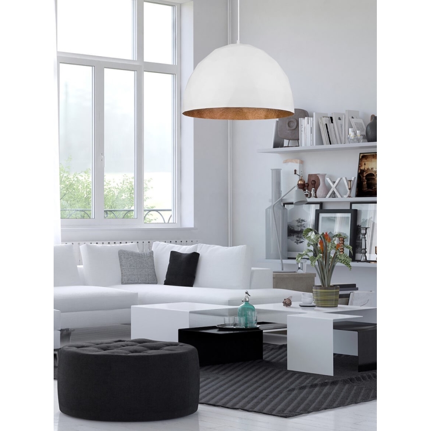 Lustra ar auklu DIAMENT 1xE27/60W/230V d. 50 cm balts/varš