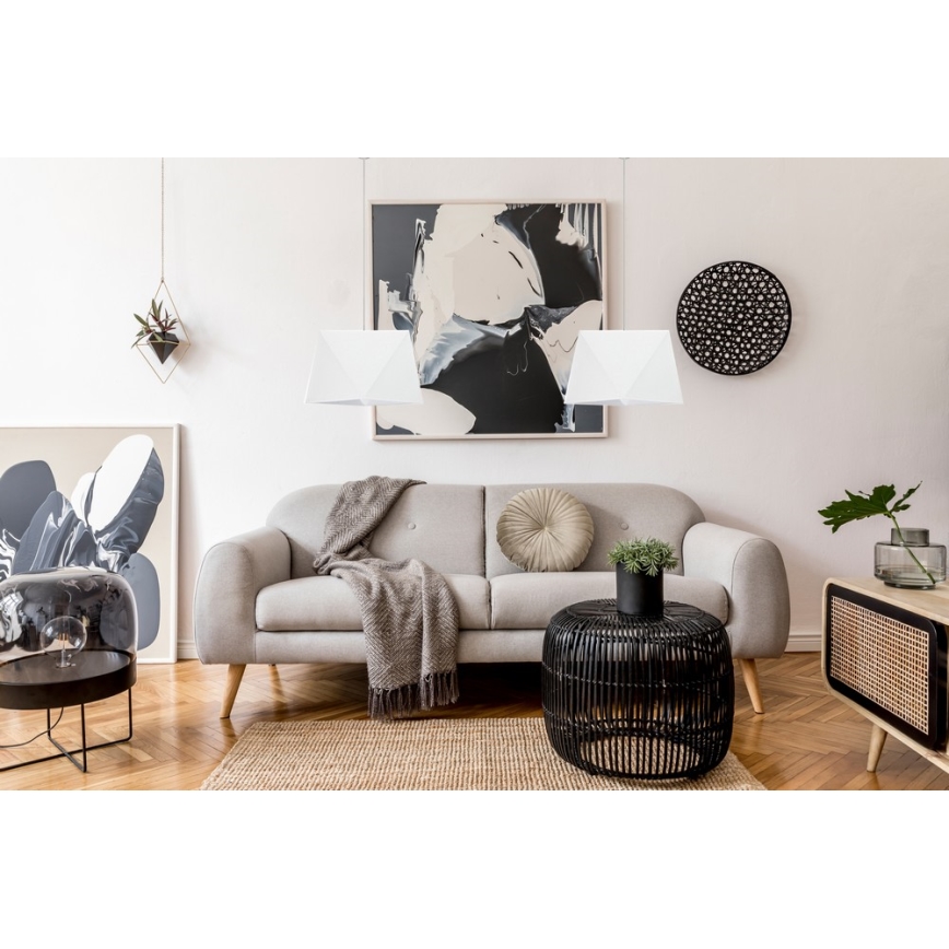 Lustra ar auklu DIAMENT 2xE27/60W/230V balts