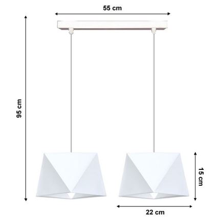 Lustra ar auklu DIAMENT 2xE27/60W/230V balts
