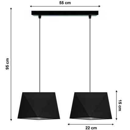 Lustra ar auklu DIAMENT 2xE27/60W/230V melns