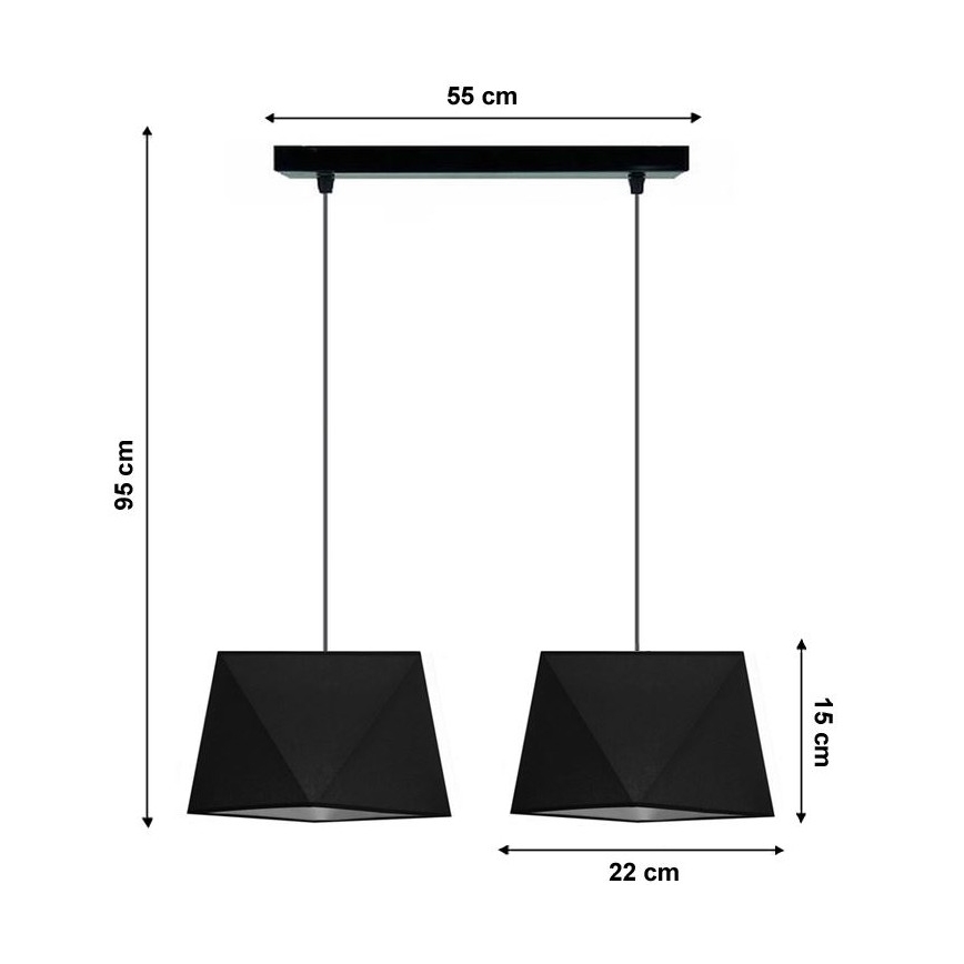 Lustra ar auklu DIAMENT 2xE27/60W/230V melns