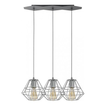 Lustra ar auklu DIAMOND 3xE27/60W/230V pelēka