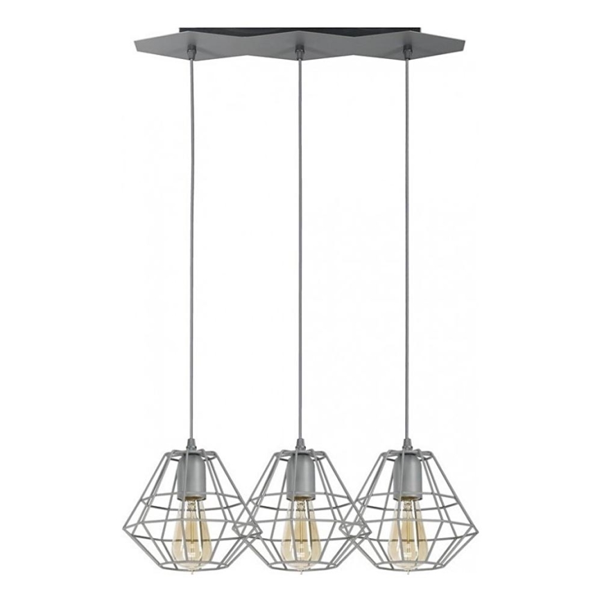 Lustra ar auklu DIAMOND 3xE27/60W/230V pelēka