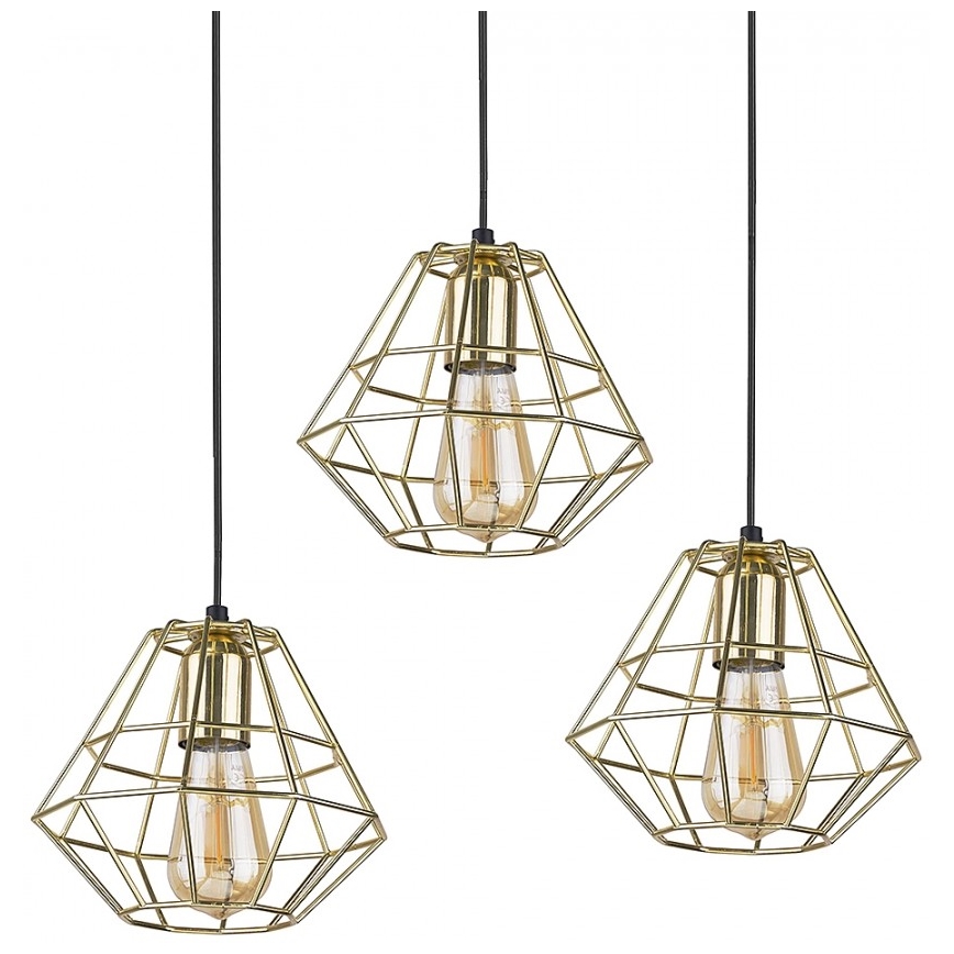 Lustra ar auklu DIAMOND 3xE27/60W/230V zelta
