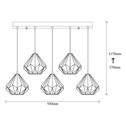 Lustra ar auklu DIAMOND 5xE27/100W/230V