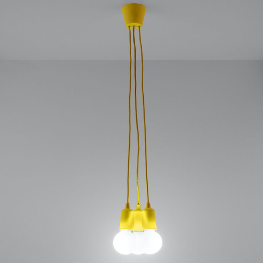 Lustra ar auklu DIEGO 3xE27/60W/230V dzeltens
