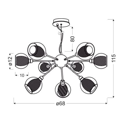 Lustra ar auklu DIXI 9xE14/40W/230V