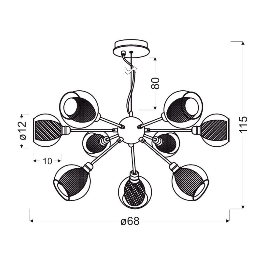 Lustra ar auklu DIXI 9xE14/40W/230V