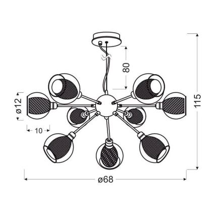 Lustra ar auklu DIXI 9xE14/40W/230V