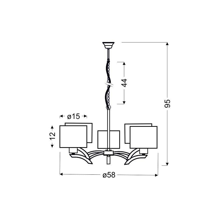 Lustra ar auklu DRAGA 5xE27/60W/230V bēša/spīdīga hroma