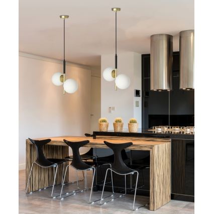 Lustra ar auklu DUO 2xE14/40W/230V zeltaina/melna