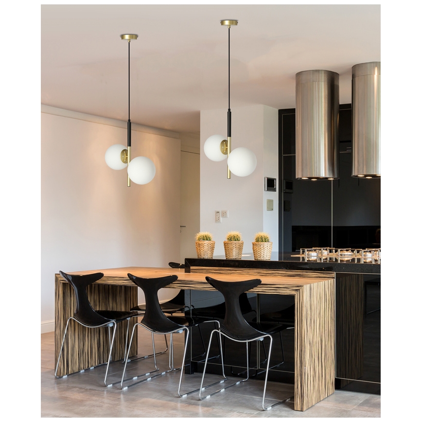 Lustra ar auklu DUO 2xE14/40W/230V zeltaina/melna