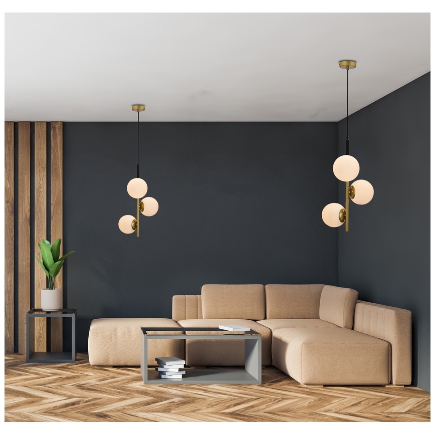 Lustra ar auklu DUO 3xE14/40W/230V zeltaina/melna