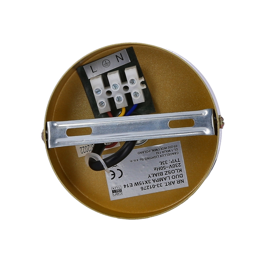 Lustra ar auklu DUO 3xE14/40W/230V zeltaina/melna