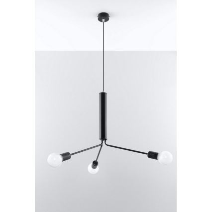 Lustra ar auklu DUOMO 3D 3xE27/60W/230V melns