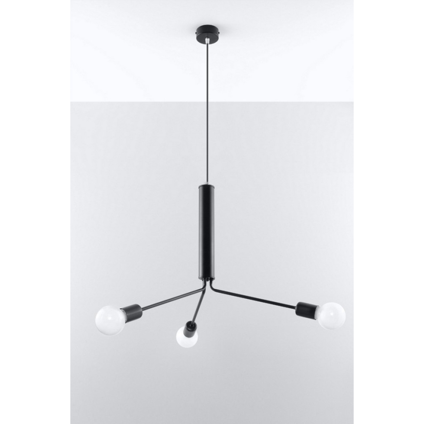 Lustra ar auklu DUOMO 3D 3xE27/60W/230V melns