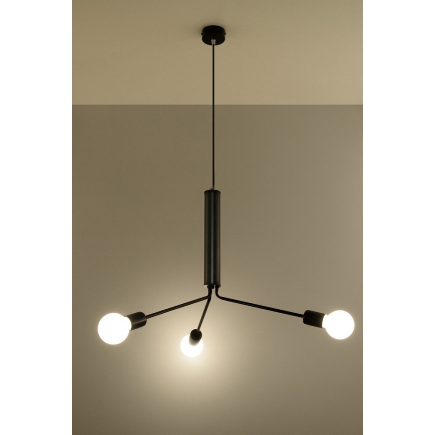 Lustra ar auklu DUOMO 3D 3xE27/60W/230V melns