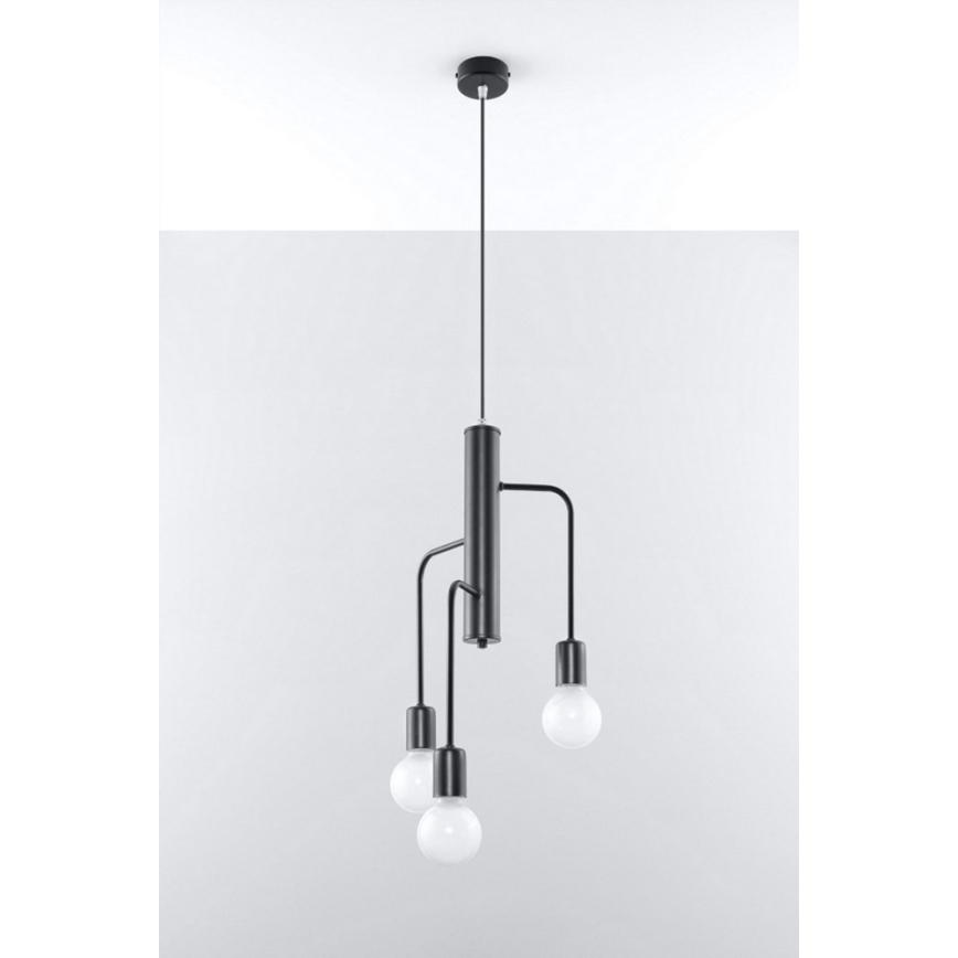 Lustra ar auklu DUOMO 3M 3xE27/60W/230V melns