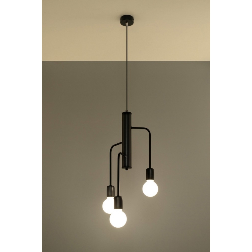 Lustra ar auklu DUOMO 3M 3xE27/60W/230V melns