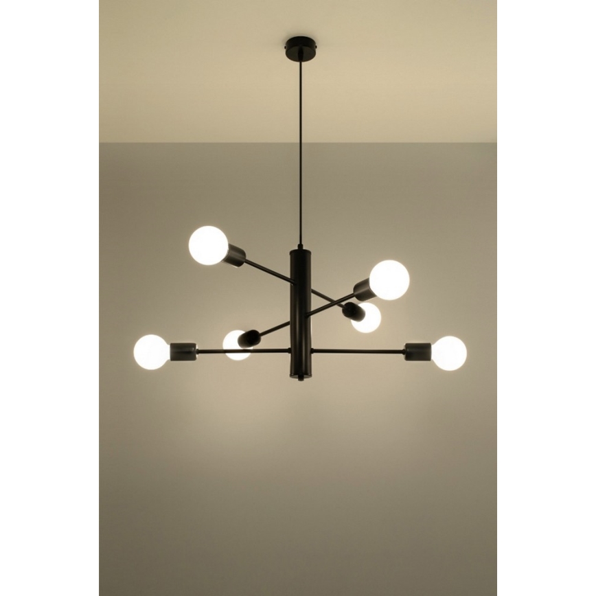 Lustra ar auklu DUOMO 6 6xE27/60W/230V melns