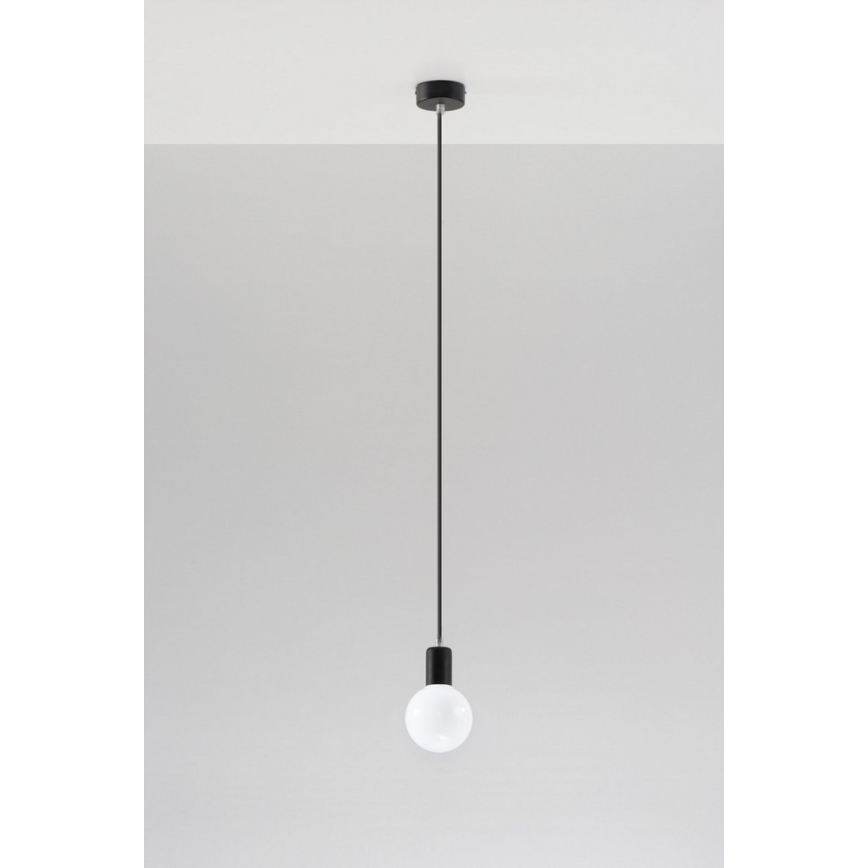 Lustra ar auklu EDISON 1xE27/60W/230V melns