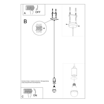 Lustra ar auklu EDISON 1xE27/60W/230V melns