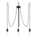 Lustra ar auklu EDISON 3 3xE27/60W/230V zirneklis melna