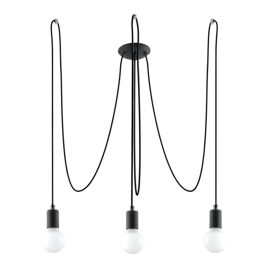 Lustra ar auklu EDISON 3 3xE27/60W/230V zirneklis melna