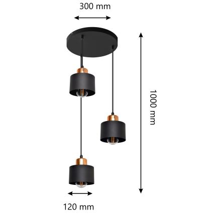 Lustra ar auklu EDISON 3xE27/15W/230V