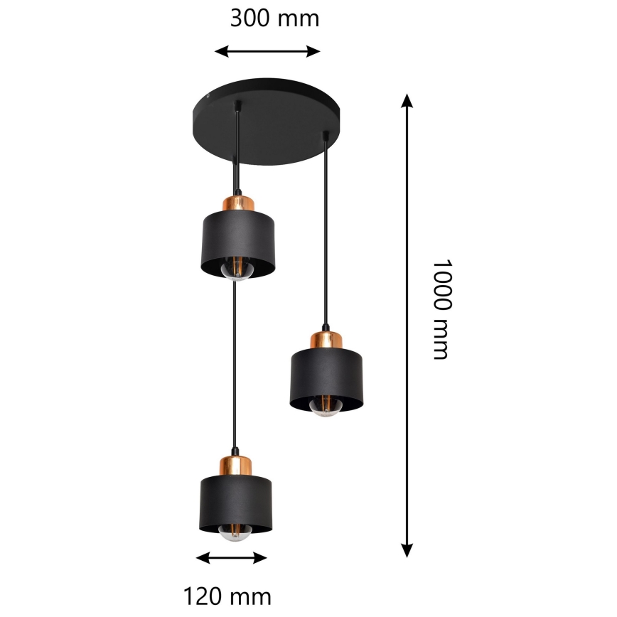Lustra ar auklu EDISON 3xE27/15W/230V