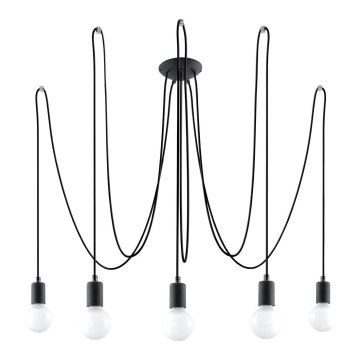 Lustra ar auklu EDISON 5 5xE27/60W/230V zirneklis melna