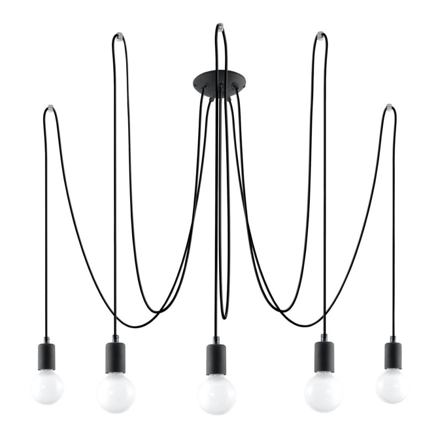 Lustra ar auklu EDISON 5 5xE27/60W/230V zirneklis melna