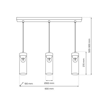 Lustra ar auklu ELICA 3xE27/60W/230V