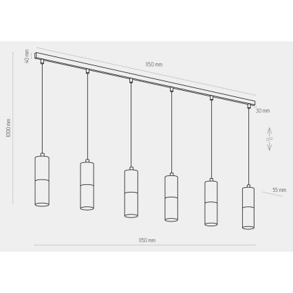 Lustra ar auklu ELIT 6xGU10/10W/230V melna