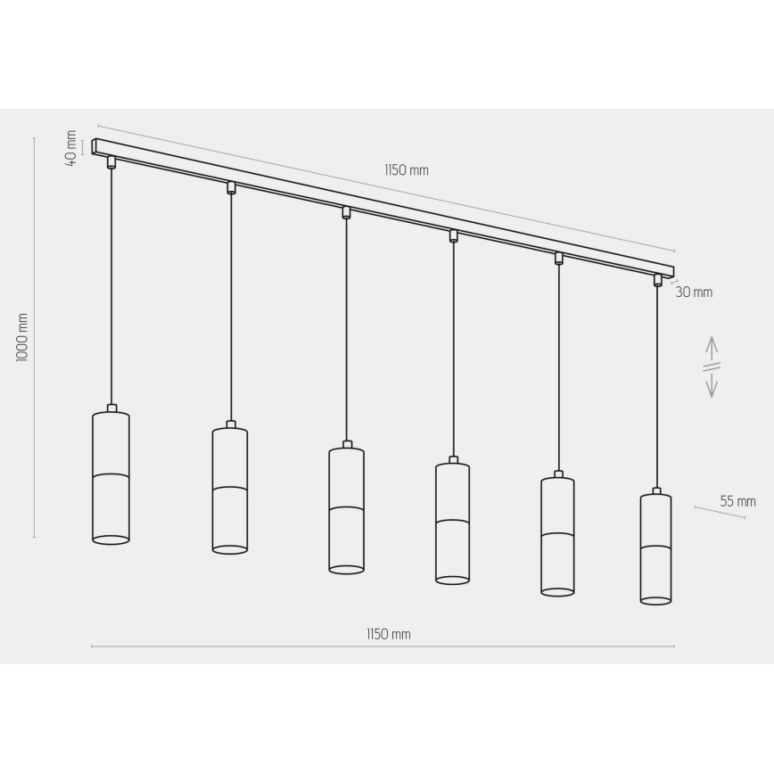 Lustra ar auklu ELIT 6xGU10/10W/230V melna