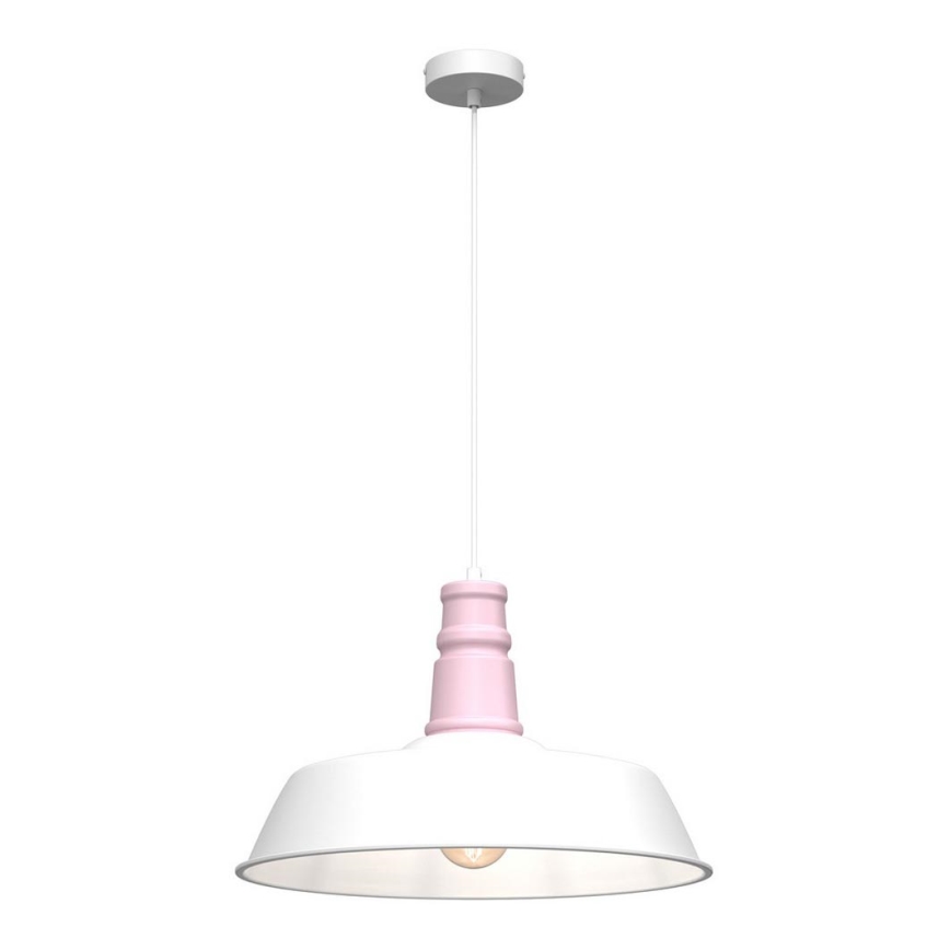 Lustra ar auklu ENZO 1xE27/60W/230V balta/rozā