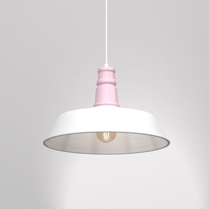 Lustra ar auklu ENZO 1xE27/60W/230V balta/rozā