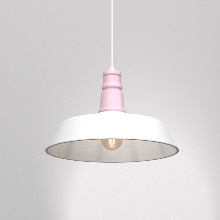 Lustra ar auklu ENZO 1xE27/60W/230V balta/rozā