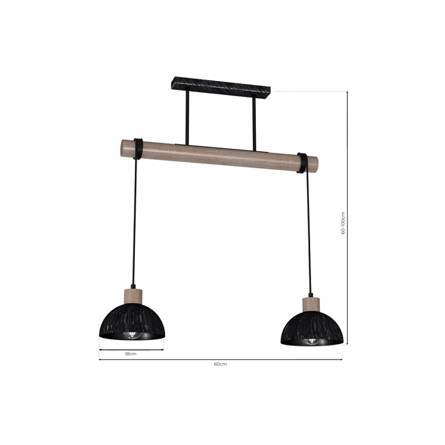 Lustra ar auklu ERIK 2xE27/60W/230V brūna/melna