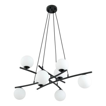 Lustra ar auklu ESSA 8xE14/10W/230V melna/balta
